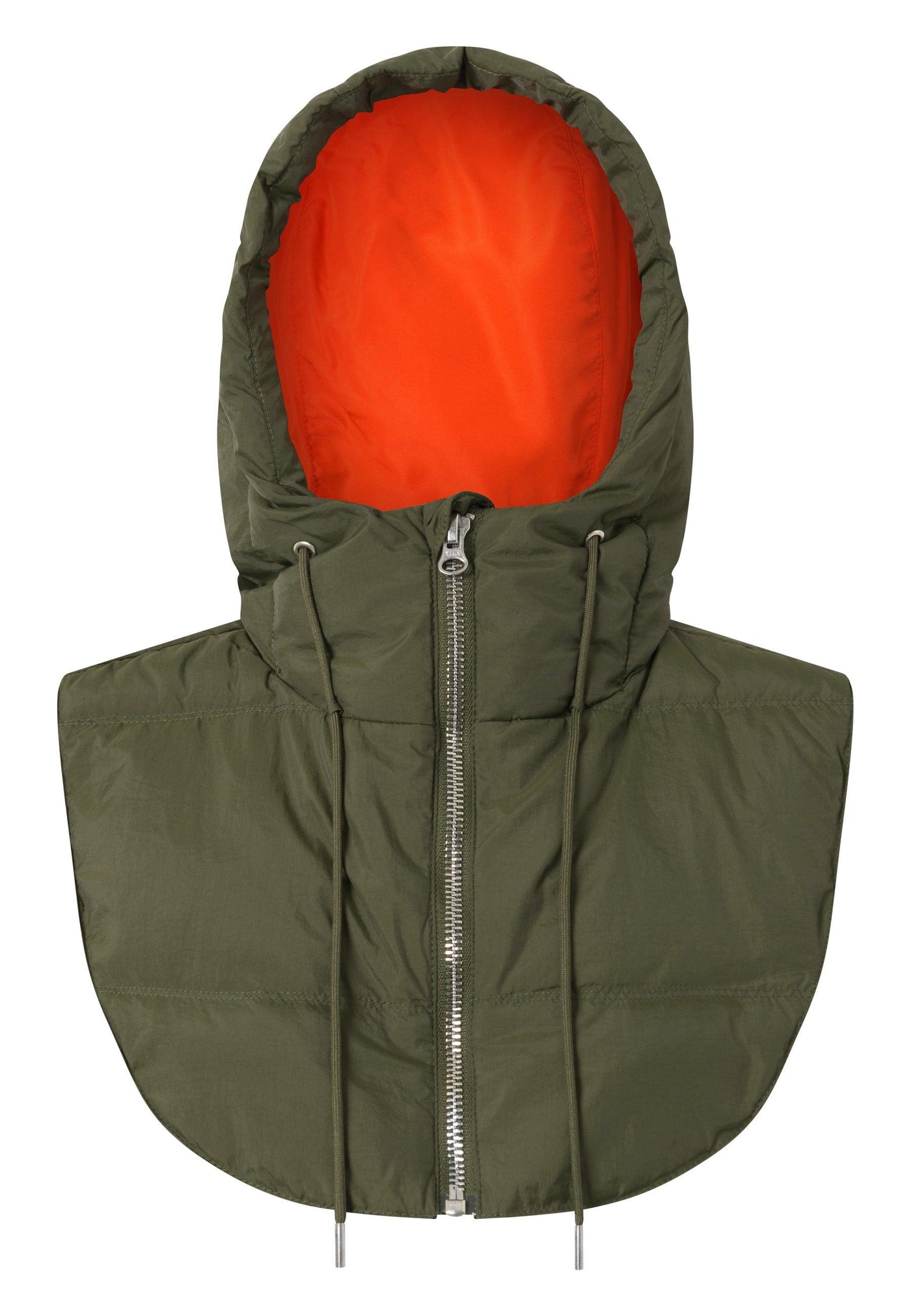 Hooded Puffer Neckwarmer Olive/Orange - Olive/Orange - LÄST