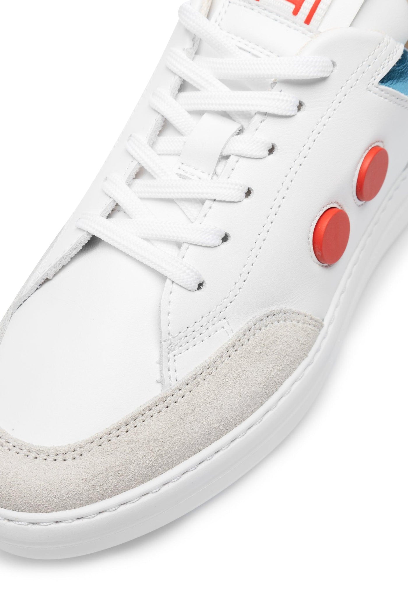 LÄST Minimalist Low - Leather - White/Blue Metallic Low Sneakers White/Blue