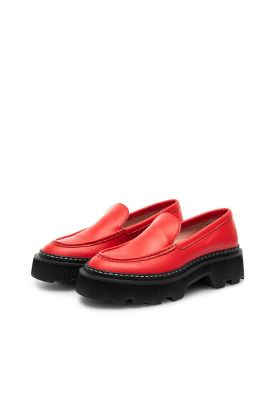 LÄST Penny - Leather - Red Loafers Red