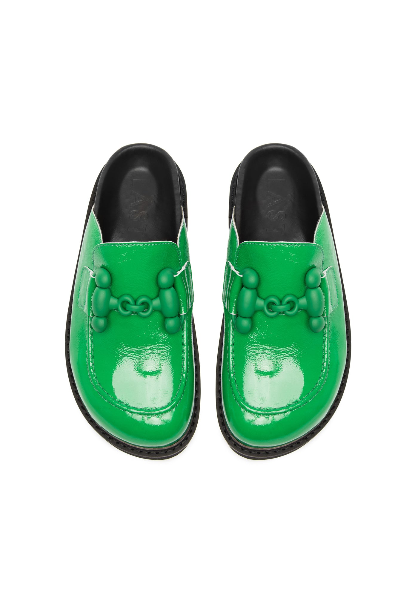 LÄST Philippa - Patent Leather - Green Slides Green